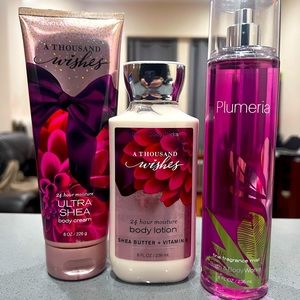 Thousand Wishes Body Cream, Body Lotion and Plumeria Fragrance Mist